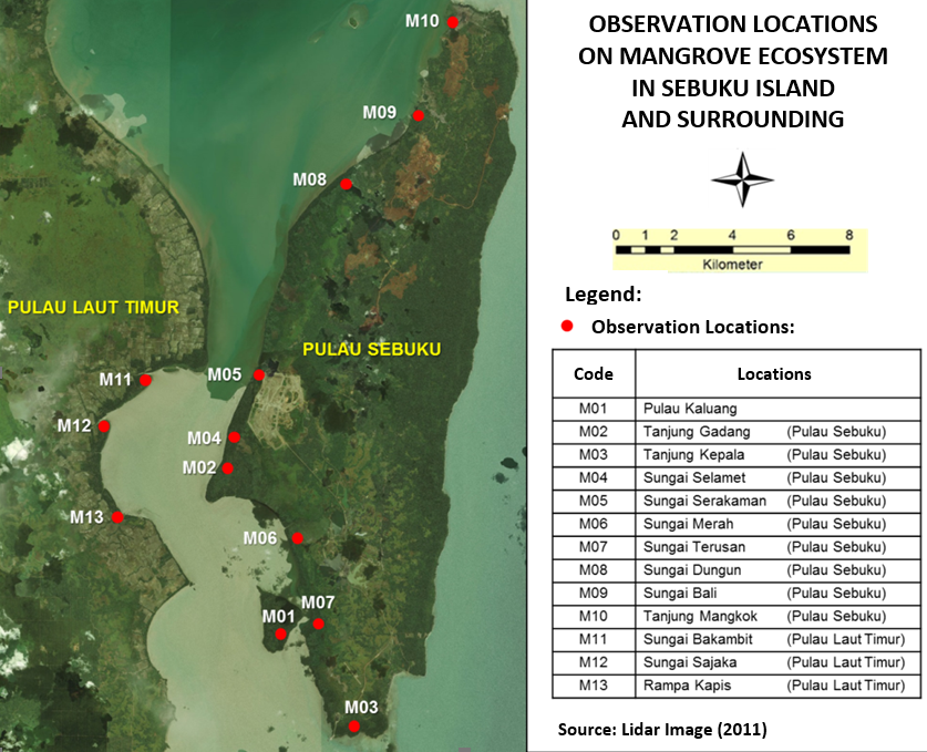 observation locations on mangrove ecosystem in sebuku island and surrounding