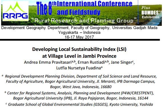 Developing Local Sustainability Index (LSI) at Village Level in Jambi Province