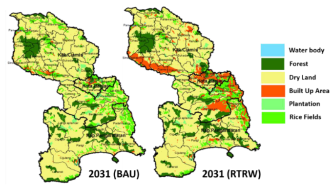 Land cover changes and spatial planning alignment in  Ciamis Regency and its proliferated regions