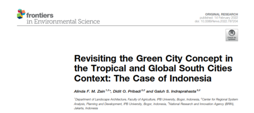 Revisiting the Green City Concept in the Tropical and Global South Cities Context: The Case of Indonesia