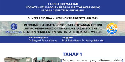 Poster Kemajuan Progres Kegiatan Pengabdian Kepada Masyarakat (BIMA) Di Desa Cipeuteuy